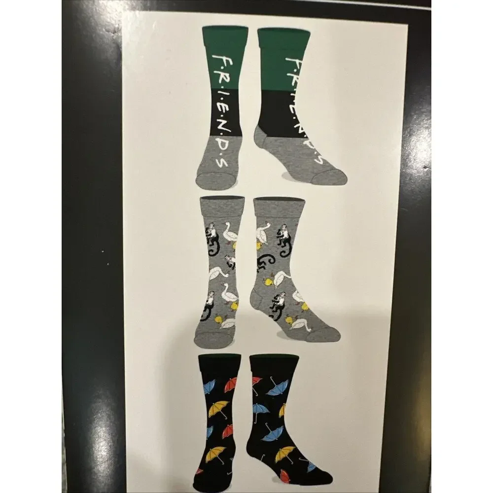 NEW Friends The TV Series Themed Casual CREW SOCKS 6-Pairs Men's Shoe Size‎ 8-12